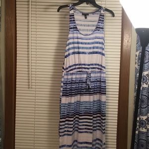 Blue & white maxi dress